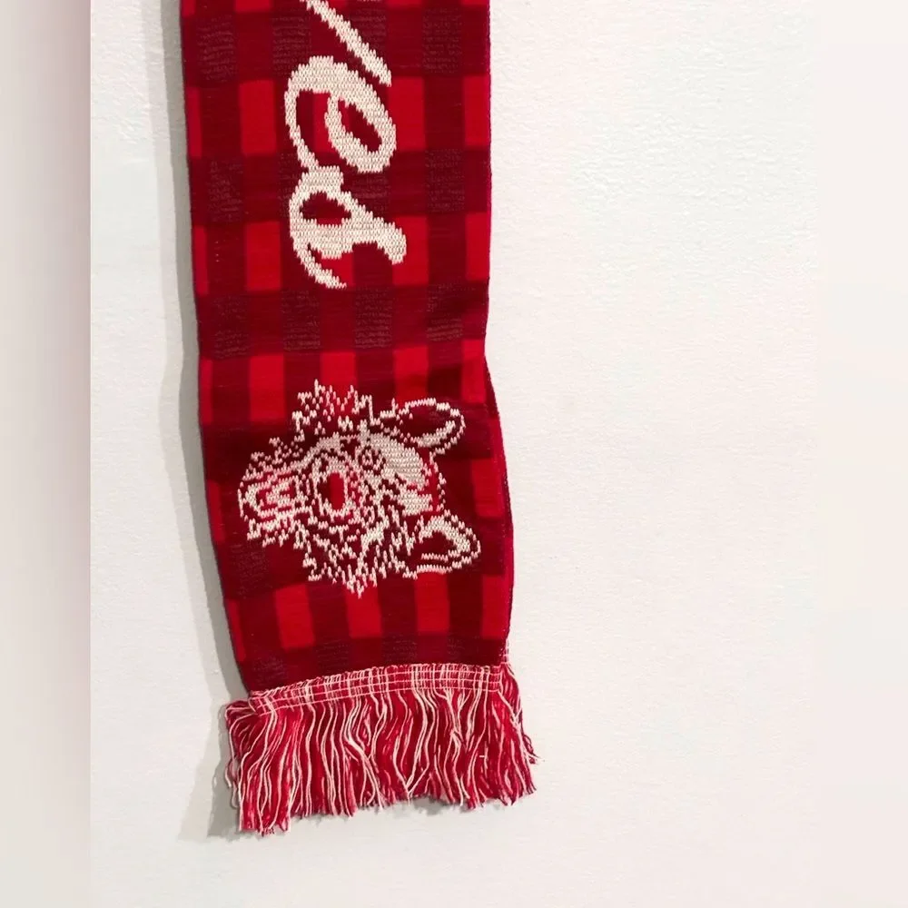 Chicago Wolves Men's Women's Hockey Winter Red White Unisex Knit Scarf Fringe